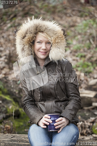 Image of Blonde Woman with Beautiful Blue Eyes