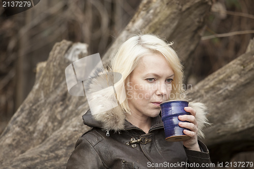 Image of Blonde Woman with Beautiful Blue Eyes