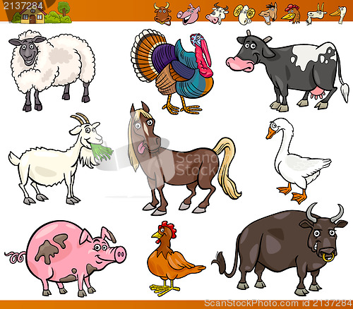 Image of farm animals set cartoon illustration