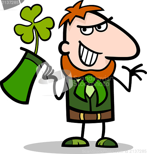 Image of Leprechaun with clover cartoon illustration