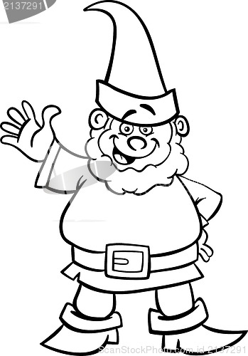 Image of gnome or dwarf cartoon for coloring book