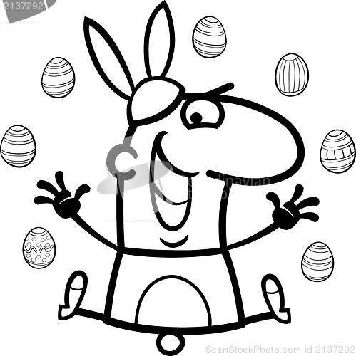 Image of man as easter bunny cartoon for coloring