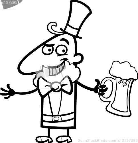 Image of Leprechaun with beer cartoon for coloring