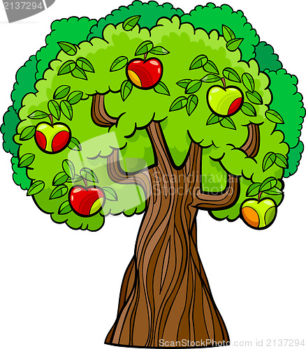 Image of apple tree cartoon illustration