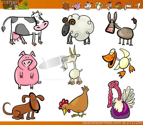 Image of farm animals set cartoon illustration