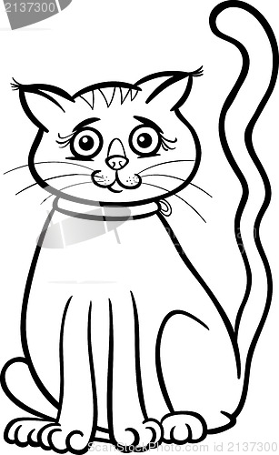 Image of female cat cartoon for coloring book