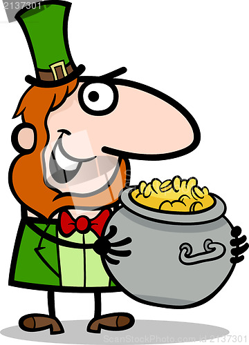 Image of Leprechaun with gold cartoon illustration