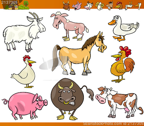 Image of farm animals set cartoon illustration