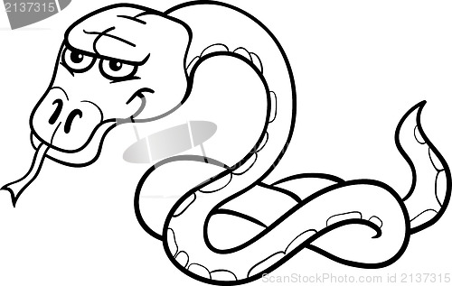 Image of snake cartoon illustration for coloring book
