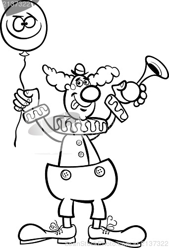 Image of clown cartoon illustration for coloring