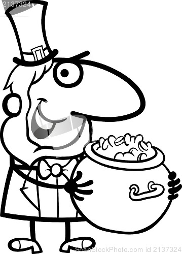 Image of Leprechaun with gold cartoon for coloring