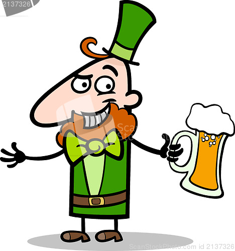 Image of Leprechaun with beer cartoon illustration