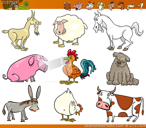 Image of farm animals set cartoon illustration