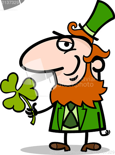 Image of Leprechaun with clover cartoon illustration