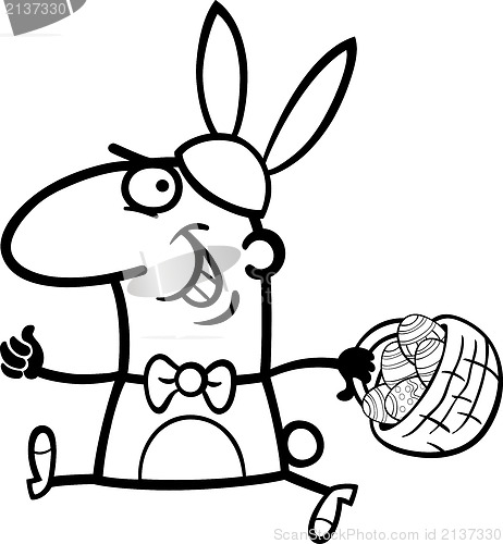Image of man as easter bunny cartoon for coloring