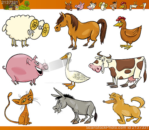 Image of farm animals set cartoon illustration