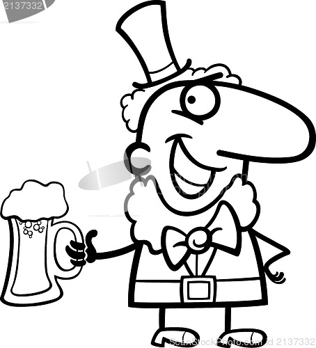Image of Leprechaun with beer cartoon for coloring