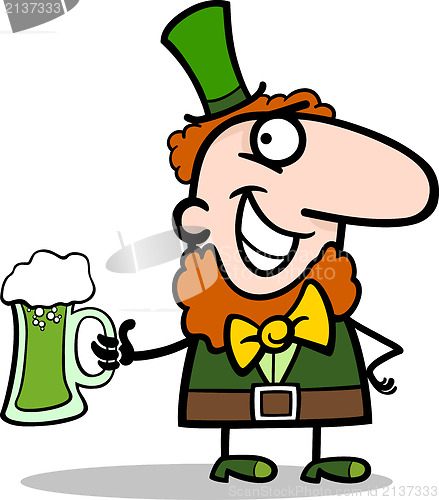 Image of Leprechaun with beer cartoon illustration