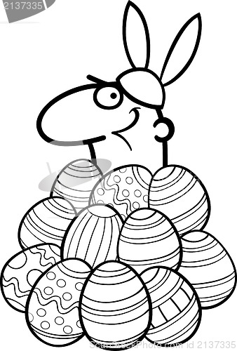 Image of man as easter bunny cartoon for coloring