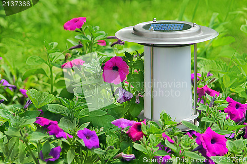 Image of Solar powered garden lamp.