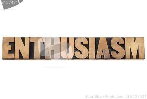 Image of enthusiasm word in wood type
