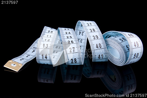 Image of Measuring tape on black background