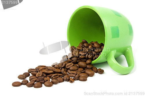 Image of green cup with coffee beans
