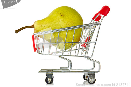 Image of shopping cart with green pear