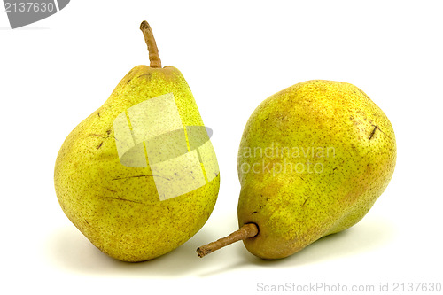 Image of two green pears