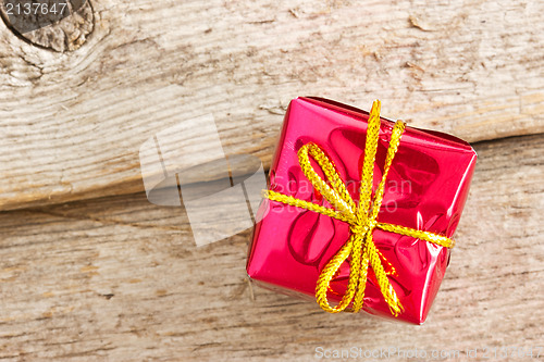 Image of gift box on the wooden floor