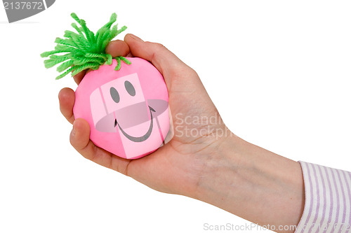 Image of Hand squeezing funny stress ball