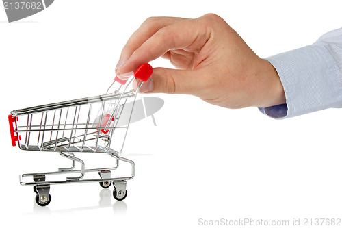 Image of hand with shopping cart 