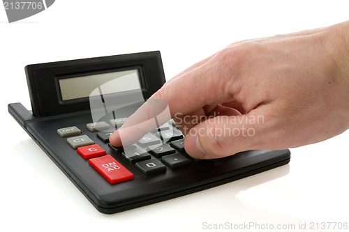 Image of calculator and hand