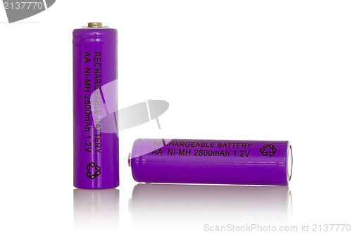 Image of Two purple rechargeable batteries