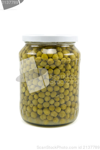 Image of Glass jar of preserved peas