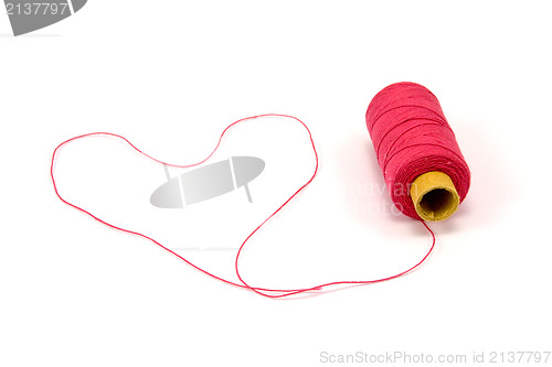 Image of Heart shape made of red thread