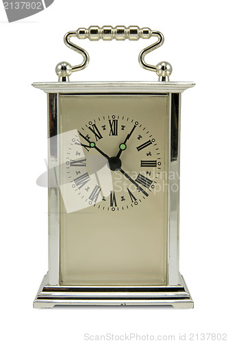 Image of old analogue clock on white background