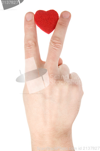Image of hand with heart over white