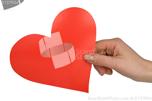 Image of hand with red paper heart