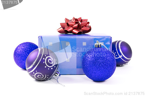 Image of christmas baubles and gift