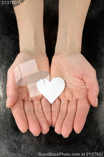 Image of paper heart in a hands