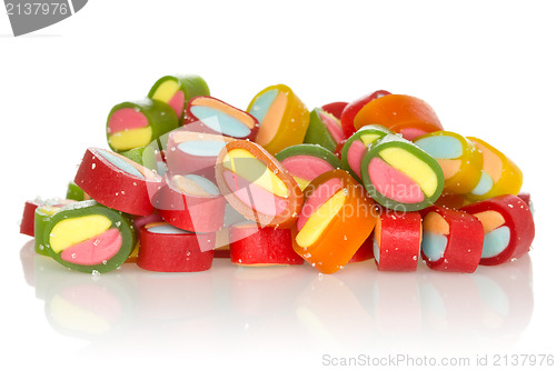 Image of Jelly sweets with reflection on white background