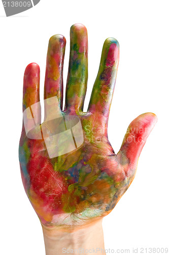 Image of hand painted with watercolour paint