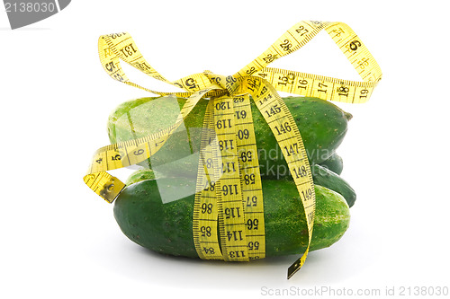 Image of cucumbers with yellow measure tape