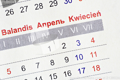 Image of april calendar