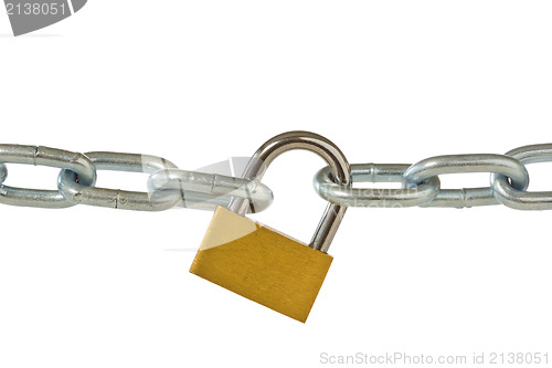 Image of Lock and chain isolated on white