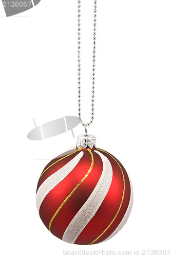 Image of hung striped christmas bauble