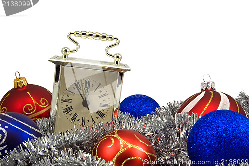 Image of old clock and christmas decorations