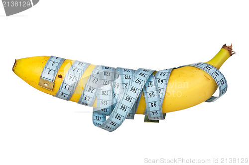 Image of Measure tape wrapped on banana