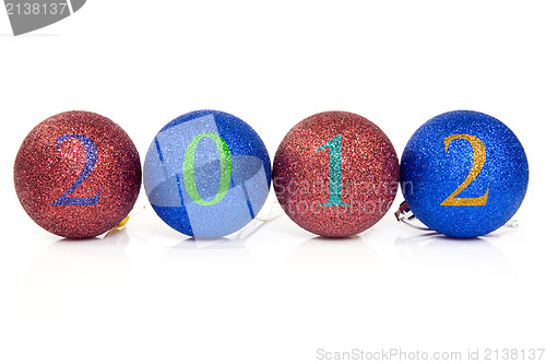 Image of Christmas baubles with 2012 date